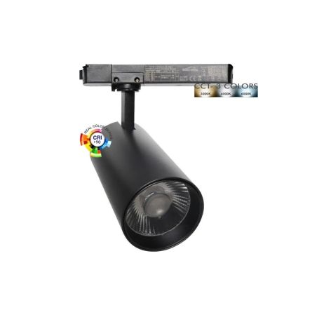 Foco LED 40W - 34W NEW MAYA Negro Carril Monofásico - CCT - CRI+92 - UGR13 - 120Lm/W