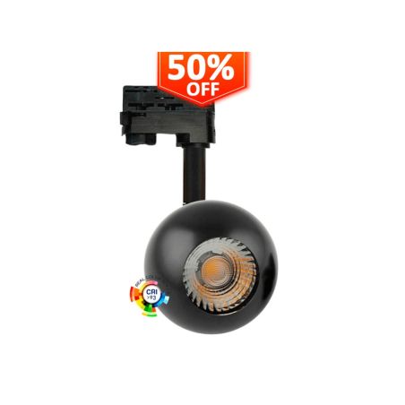 Foco LED 10W FENIX Cromado Negro Carril Trifásico CRI+93