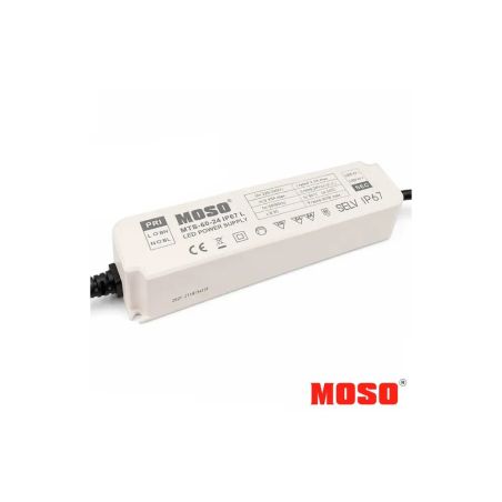 Fuente de alimentación LED MOSO 24VDC 60W IP67 voltaje constante Serie MTS | No Flicker