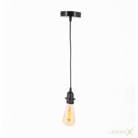 Colgador de techo negro con casquillo E27