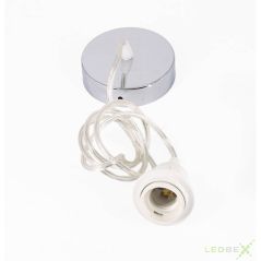Colgador de techo cromado con casquillo E27