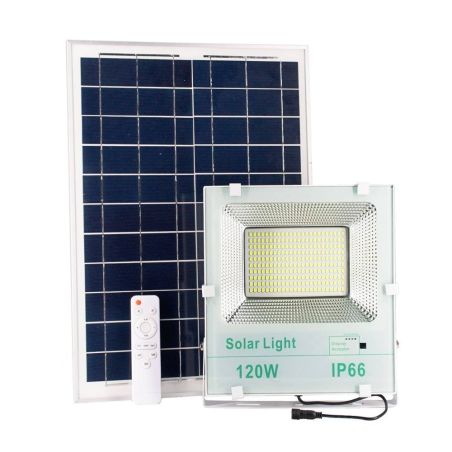 Proyector solar con acumulador y mando 120W y 12.000 lúmens a 6000k