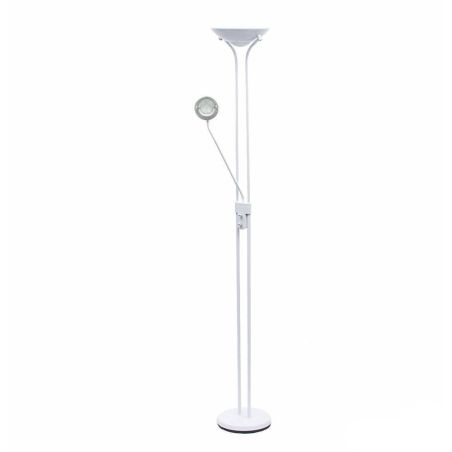 Lámpara pie de foco tipo cono, color blanco con 18+5W y 1800 + 500 lúmenes y 4000k