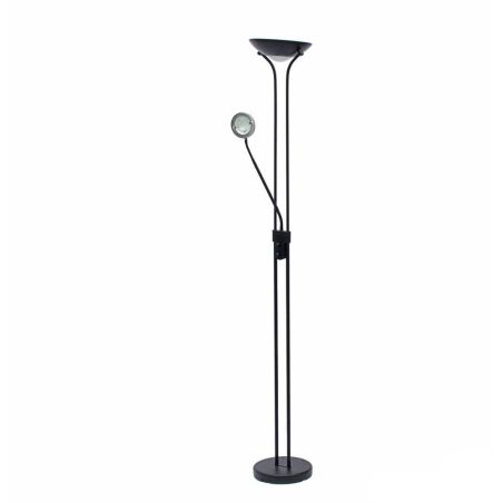 Lámpara pie de foco tipo cono, color negro con 18+5W y 1800 + 500 lúmenes y 4000k
