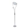 Lámpara pie de foco tipo globo, color plata mate de 28 + 5W con 2800 + 500 lúmenes y 4000k