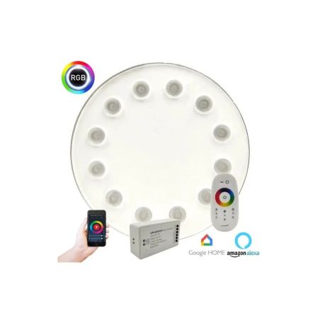 Pack Bombilla LED RGB Sumergible 36W PAR56 - DC12V - IP68 - Acero316 - IK10 + CONTROLADORA + MANDO CONTROL REMOTO - Piscina