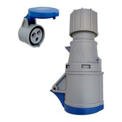 BASE ENCHUFE INDUSTRIAL 16A 230V 2P+E 6H CON TAPA IP44