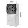 BASE DE ENCHUFE EXTERIOR IP54 TAPA GRIS SEMITRANSP+INTERRUPTOR DOBLE UN CIRCUITO