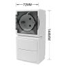 BASE DE ENCHUFE EXTERIOR IP54 TAPA GRIS SEMITRANSP+INTERRUPTOR DOBLE DOS CIRCUITOS