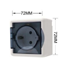 BASE DE ENCHUFE EXTERIOR IP54 TAPA GRIS SEMITRANSPARENTE