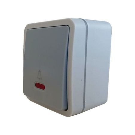 INTERRUPTOR EXTERIOR DE TIMBRE CON LUZ IP54 DE 1 VIA 10AX 250V