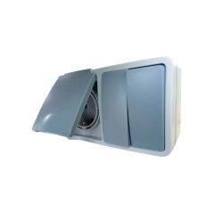 DOS INTERRUOTORES EXTERIORES IP54 DE 2 VIAS 10AX 250V Y BASE ENCHUFE SCHUKO 16A 250V 2P+T