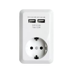 TOMA SCHUKO CON CARGADOR USB DOBLE 2.4A