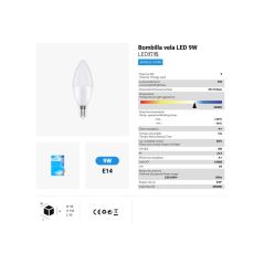 BOMBILLA LED VELA 9W/E14 6500K LUZ FRIA CJ120