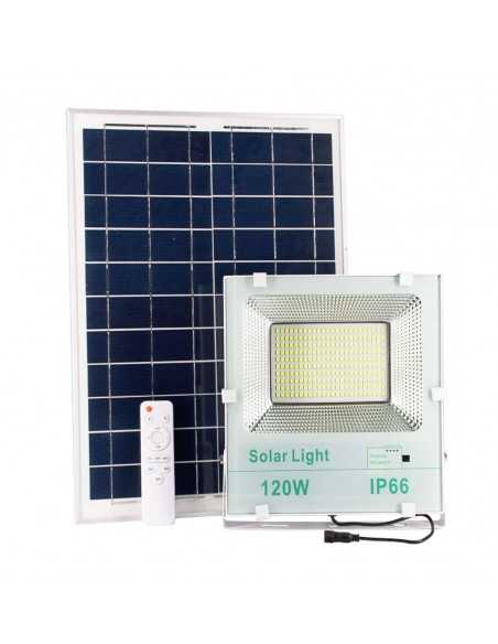 Proyector solar con acumulador y mando 120W y 12.000 lúmens a 6000k