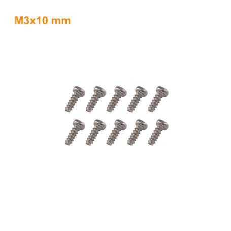 10 Tornillo M3x10mm punto plano para conectores de carril