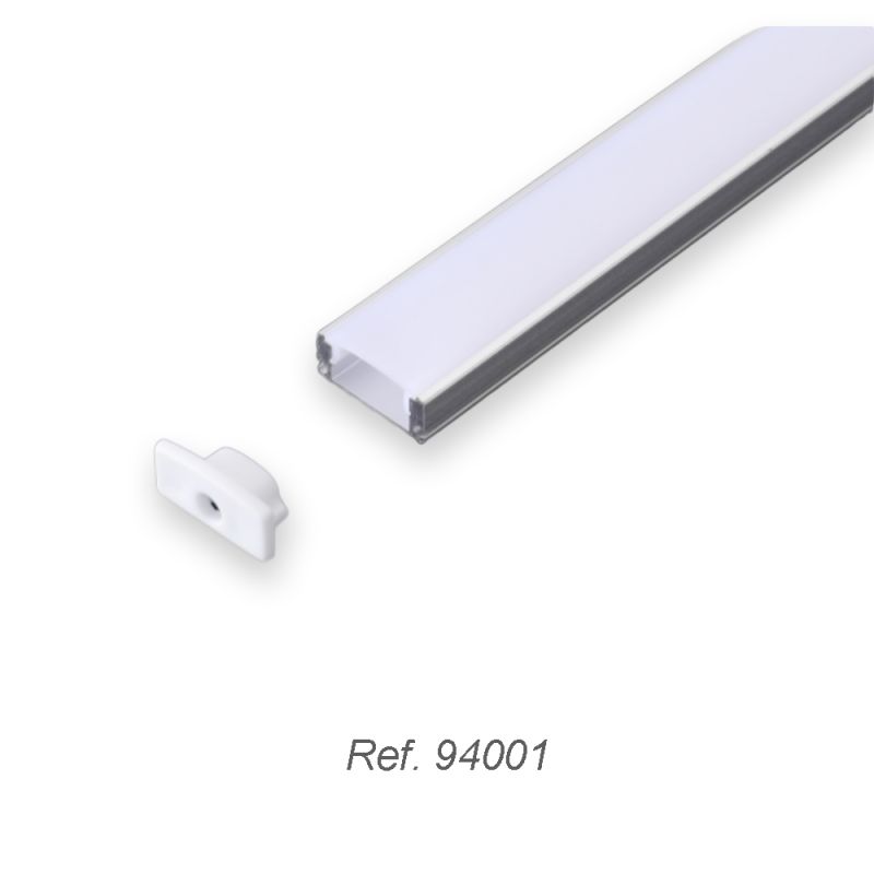Perfil aluminio superficie plano A para tiras de led.