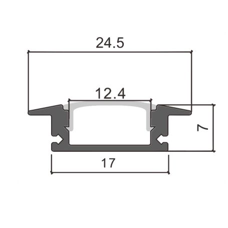 Perfil Aluminio Para Tira LED Empotrable 17,2x14,5mm
