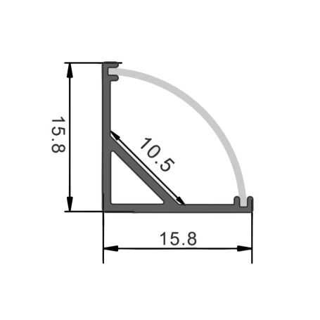 Perfil de aluminio angular L 16x16mm para tira LED - 2 metros