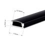 Perfil aluminio superficial negro 17x7mm para tiras LED
