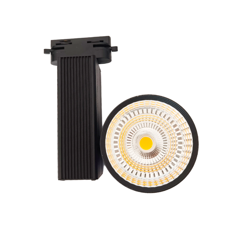 Foco carril monofásico 30W aluminio negro alto rendimiento | Ledbex