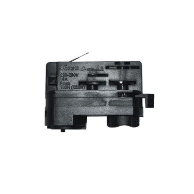 Conector foco al carril trifásico europeo, negro