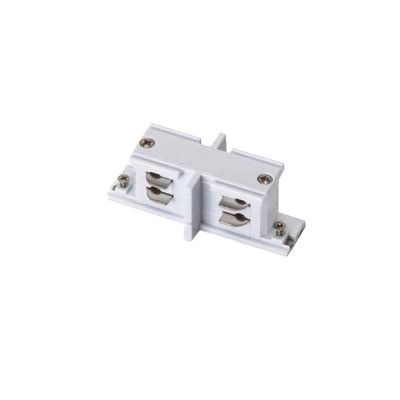 Conector recto para carril trifásico europeo, blanco
