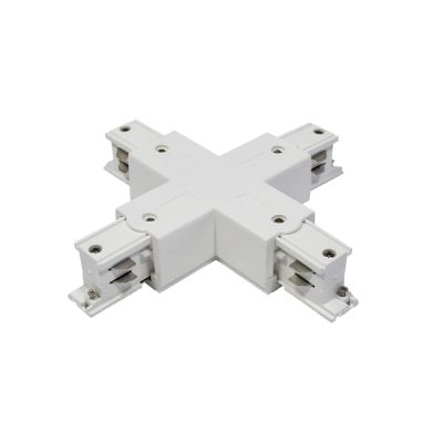 Conector cruz "+" blanco para carril trifásico