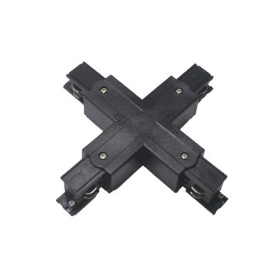 Conector cruz "+" negro para carril trifásico