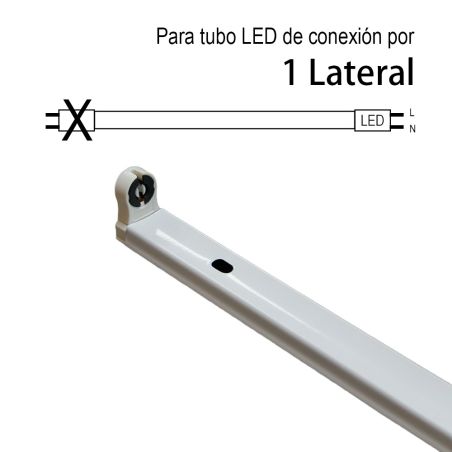 Soporte 90cm 1L para tubo LED T8 de conexión 1 lateral