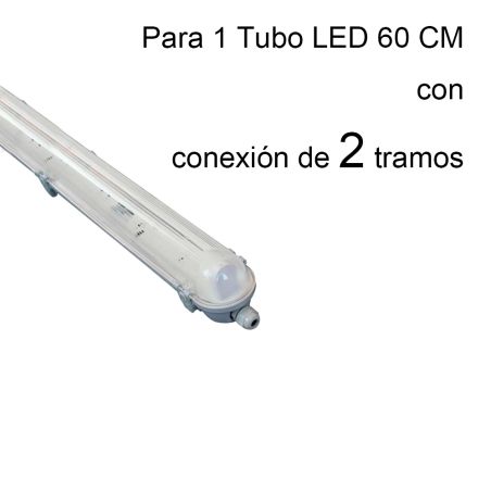 Pantalla estanca 60cm para 1 tubo LED de conexión dos lados