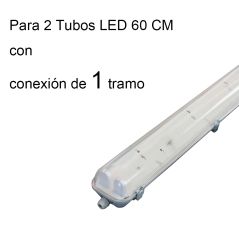 Pantalla estanca 60CM para 2 tubos LED de conexion un lado