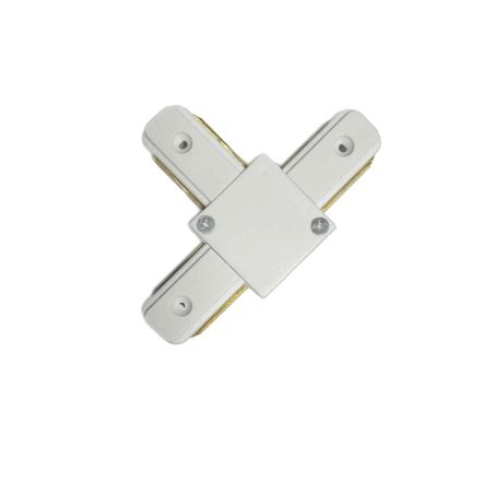 Conector unión tipo T para carril monofásico blanco