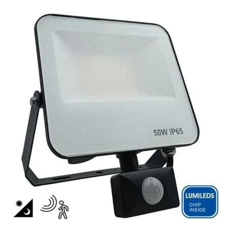 Foco Proyector LED 50W AURORA - Chip Lumileds 140Lm/W - Sensor Movimiento PIR