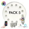Pack 5 Bombillas LED RGB Sumergible 36W PAR56 - DC12V - IP68 - Acero316 - IK10 + CONTROLADORA + MANDO CONTROL REMOTO - Piscina