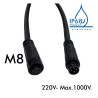 Cable conector Estanco 12V-24V - IP68 - M8 - Macho – Hembra 4x0,3mm2 – ø12mm