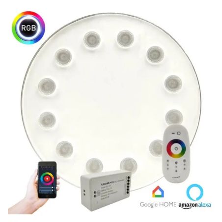 Pack Bombilla LED RGB Sumergible 36W PAR56 - DC12V - IP68 - Acero316 - IK10 + CONTROLADORA + MANDO CONTROL REMOTO - Piscina
